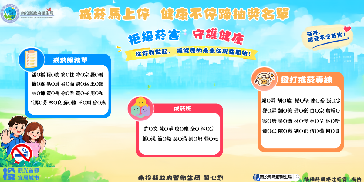 戒菸抽獎名單海報